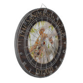 Rustic Wood Tone Nom de famille Cible de flechette (Devant gauche)