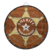 Rustic Wood tone Sheriff Badge Star, Browns Wood D Dartbord (Voorkant)