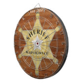 Rustic Wood tone Sheriff Badge Star, Browns Wood Dartbord (Voorkant Rechts)