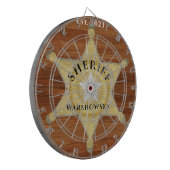 Rustic Wood tone Sheriff Badge Star, Browns Wood Dartbord (Voorkant Links)
