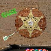Rustic Wood tone Sheriff Badge Star, Browns Wood Dartbord