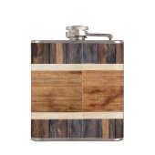 Rustic Wood Tone Stripe Brown Heupfles (Achterkant)