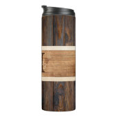 Rustic Wood Tone Stripe Brown Thermosbeker (Geroteerd rechts)