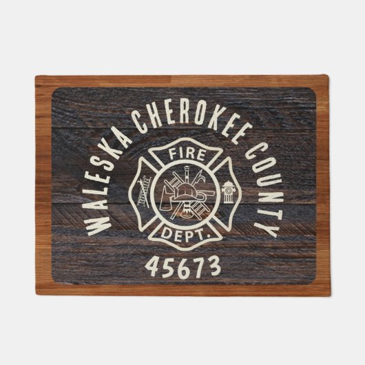 Rustic Wood tone vuurman embleem Deurmat (Voorkant)