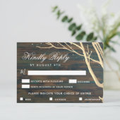 Rustic Wood Tree Mariage Menu Choix Carte RSVP (Debout devant)