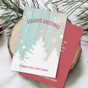 Rustic Wood Tree Season's Greeting Business Feestdagenkaart