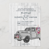 Rustic Wood  Truck Boho Wedding Invitation Kaart (Voorkant / Achterkant)