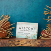 Rustic Wood Turquoise Floral Welcome Wedding Fotoplaat (Zijkant)
