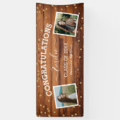 Rustic Wood Two Foto Gefeliciteerd Afstuderen Spandoek (Verticaal)