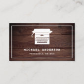 Rustic Wood  Typewriter Professioneel Schrijver Visitekaartje (Voorkant)