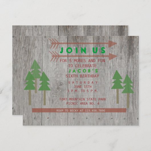 Rustic Wood Uitnodiging (Voorkant / Achterkant)