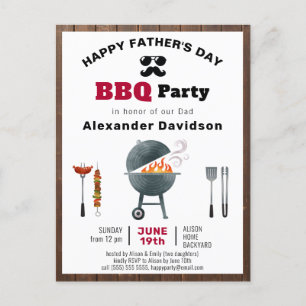 Rustic Wood Vaderdag BBQ Uitnodiging