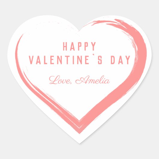 Rustic Wood Valentijn Day Roze hart met naam Hart Sticker (Voorkant)