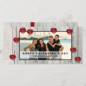 Rustic Wood Valentine's Day LOVE Hearts Carte phot (Devant / Derrière)