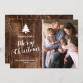 Rustic Wood | Verticale kerstfoto Merry | Feestdagenkaart (Voorkant / Achterkant)