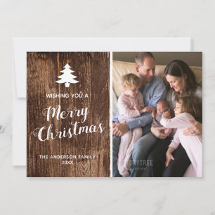 Rustic Wood Verticale kerstfoto Merry Feestdagenkaart
