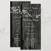 Rustic Wood Vintage Birds Programme de mariage (Devant / Derrière)