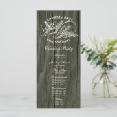 Rustic Wood Vintage White Dove Wedding Programme (Debout devant)