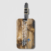 Rustic Wood - Vliegtuig met Bijbelvers Bagagelabel (Voorkant (verticaal))