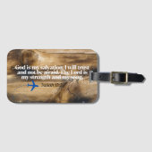 Rustic Wood - Vliegtuig met Bijbelvers Bagagelabel (Voorkant (horizontaal))