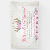 Rustic Wood & Waterverf Floral Antlers Boutique Spandoek (Verticaal)