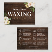 Rustic Wood Waxing Aftercare Card Visitekaartje (Voorkant / Achterkant)