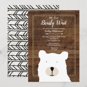 Rustic Wood We kunnen snel baby shower wachten Kaart
