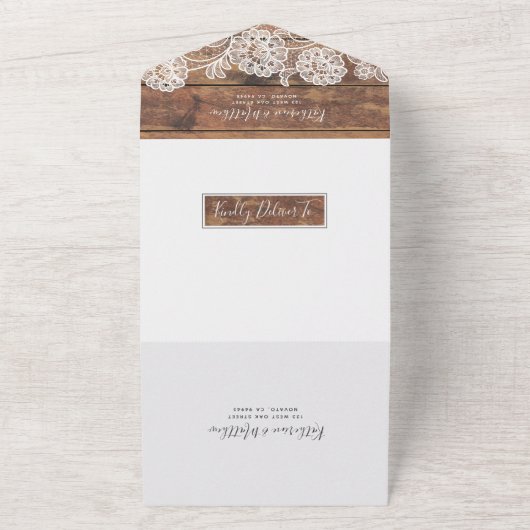 Rustic Wood Weddenschap in één uitnodiging (Buitenkant)