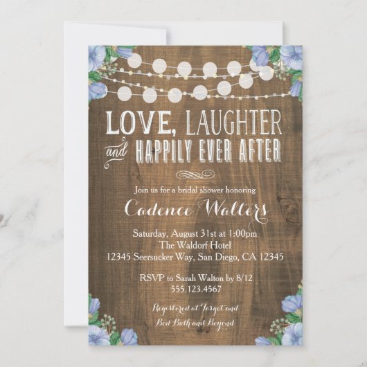 Rustic Wood Wedding Bridal Shower Kaart (Voorkant)
