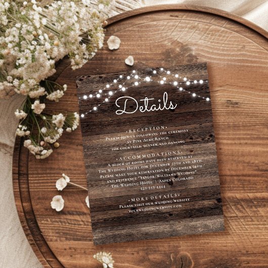Rustic Wood Wedding Details Informatiekaartje