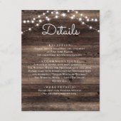 Rustic Wood Wedding Details Informatiekaartje (Voorkant)