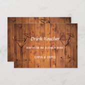  Rustic Wood Wedding Drink Voucher Kaart (Voorkant / Achterkant)