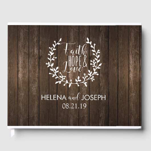 Rustic Wood Wedding Guestbook Gastenboek (Voorkant)