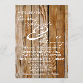 Rustic Wood Wedding Invitation Kaart