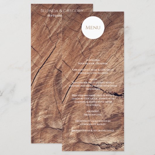 Rustic Wood Wedding Menu (Voorkant / Achterkant)