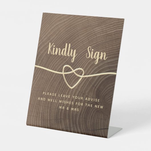 Rustic Wood Wedding Pedestal Sign Reclamebord Met Voetstuk (Voorkant)