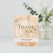 Rustic Wood Wedding Photo Bedankkaart (Staand voorkant)