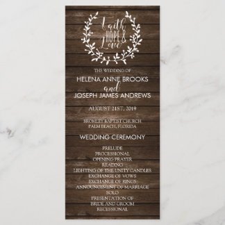 Rustic Wood Wedding Programme Programma