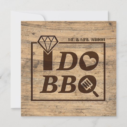 Rustic Wood Wedding Rehearsal Dinner BBQ RSVP Kaart (Voorkant)