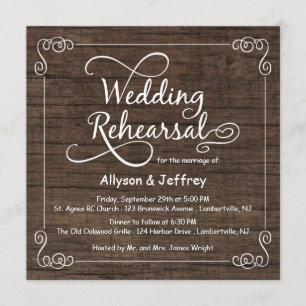 Rustic Wood Wedding Rehearsal Dinner Invitations Kaart