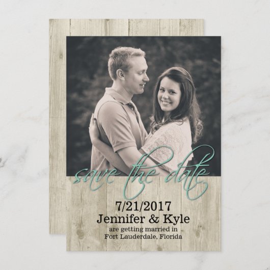 Rustic Wood Wedding Save the Date Announding Kaart (Voorkant / Achterkant)