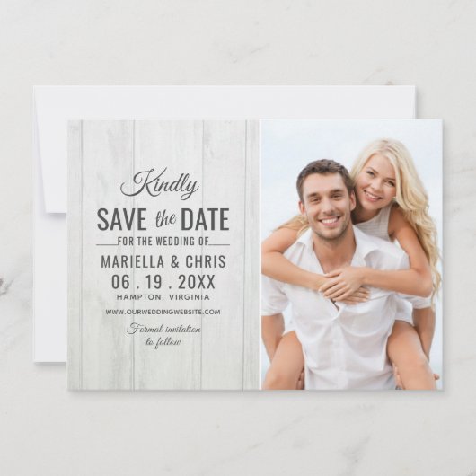 Rustic Wood Wedding Save the Date Decoupage (Voorkant)