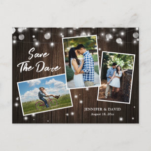 Rustic Wood Wedding Save the Date Photo Briefkaart