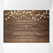 Rustic Wood Wedding Tri-Fold Invitations RSVP Drieluik Uitnodiging (Binnenkant midden)