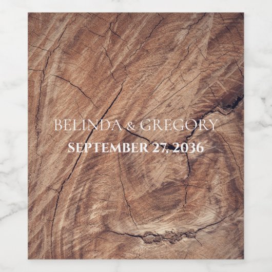 Rustic Wood Wedding Wine Label Wijn Etiket (Enkel label)