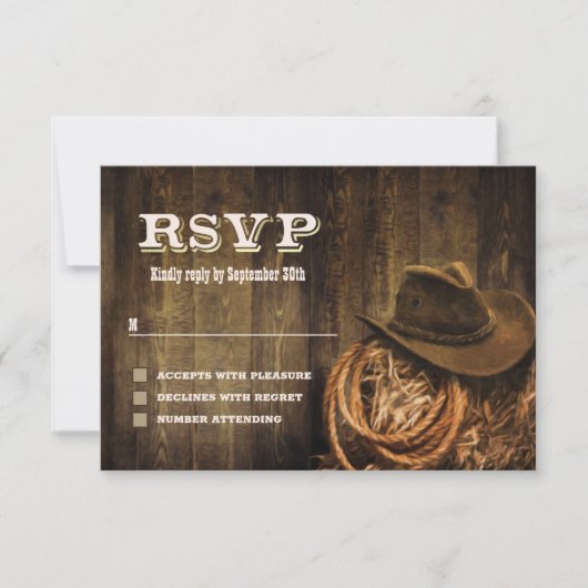 Rustic Wood Western Wedding RSVP Kaartje (Voorkant)