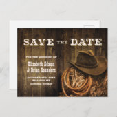 Rustic Wood Western Wedding Save-the-Date Aankondigingskaart (Voorkant / Achterkant)