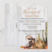 Rustic Wood Westerne thema Thanksgiving Diner Inv Kaart (Voorkant / Achterkant)