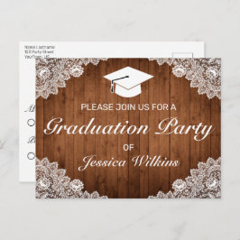 Rustic Wood White Afstuderen RSVP Uitnodiging