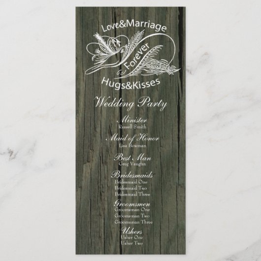 Rustic Wood White Dove Wedding Programma (Voorkant)